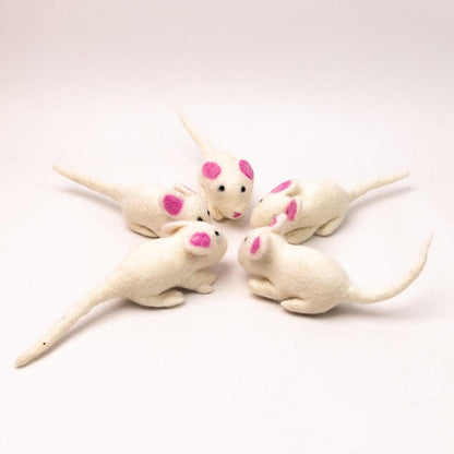 Wool Felt Mouse Ornament | Wool Felt White Mouse | Interactive Felt Cat Toys | Cat Teaser Toys | Eco-Friendly Cat Toys