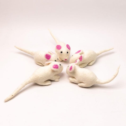 Wool Felt Mouse Ornament | Wool Felt White Mouse | Interactive Felt Cat Toys | Cat Teaser Toys | Eco-Friendly Cat Toys