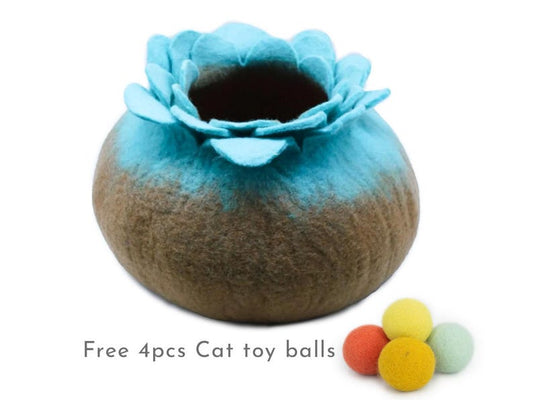 50cm Cat Bed | Flower Cat Bed | Flower Cat Cave | Felt Cat House | Floral Cat House | Woolen Cat House | Felt Cat Cave | Cute Cat House
