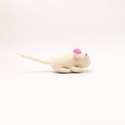 Wool Felt Mouse Ornament | Wool Felt White Mouse | Interactive Felt Cat Toys | Cat Teaser Toys | Eco-Friendly Cat Toys