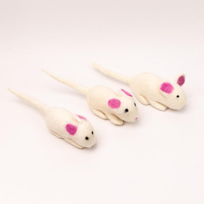 Wool Felt Mouse Ornament | Wool Felt White Mouse | Interactive Felt Cat Toys | Cat Teaser Toys | Eco-Friendly Cat Toys