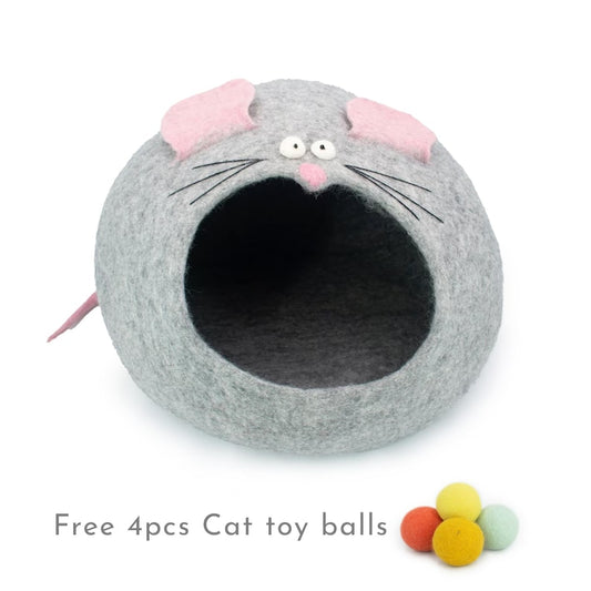 50cm Wool Felt Cat Bed | Felted Cat Bed | Felt Cat House | Pet House and Bed | Kitty Bed | Fair Trade | 100% Wool and Handmade|