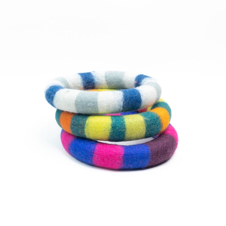 Striped Felt Ring Chew Toy for Dogs | Interactive Pet Toys | Dog Tug Toys | Gifts for Pet Lovers | Handcrafted Pet Toys