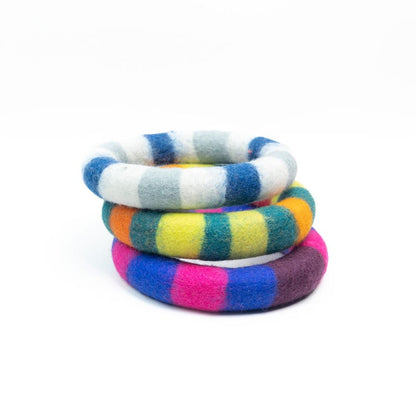 Striped Felt Ring Chew Toy for Dogs | Interactive Pet Toys | Dog Tug Toys | Gifts for Pet Lovers | Handcrafted Pet Toys