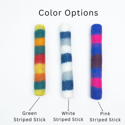 Striped Felt Kicker Toys for Dogs | Handcrafted Wool Chew Toys | Interactive Dog Toys | Fetch Toys for Pets | Gifts for Dogs