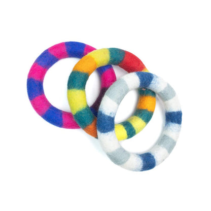 Striped Felt Ring Chew Toy for Dogs | Interactive Pet Toys | Dog Tug Toys | Gifts for Pet Lovers | Handcrafted Pet Toys