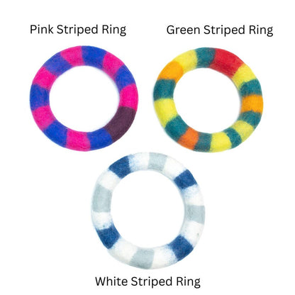 Striped Felt Ring Chew Toy for Dogs | Interactive Pet Toys | Dog Tug Toys | Gifts for Pet Lovers | Handcrafted Pet Toys