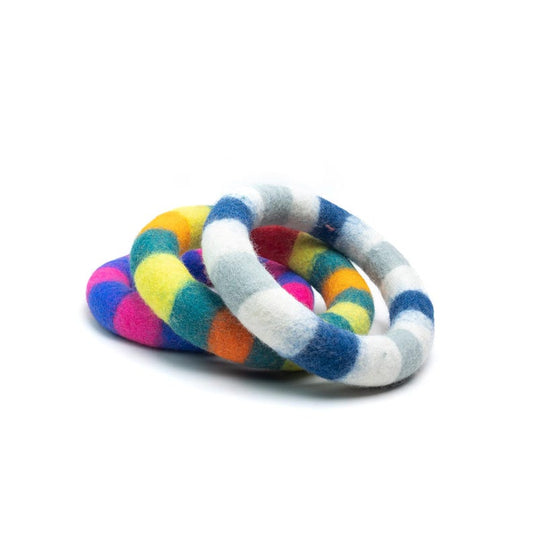 Striped Felt Ring Chew Toy for Dogs | Interactive Pet Toys | Dog Tug Toys | Gifts for Pet Lovers | Handcrafted Pet Toys
